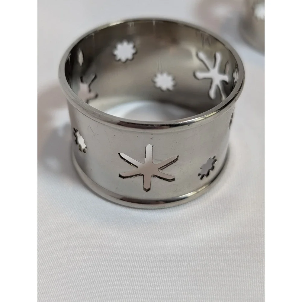 Dansk Set Of 8 Nickel Snowflake Napkin Holder Rings Silver 17214GB India
